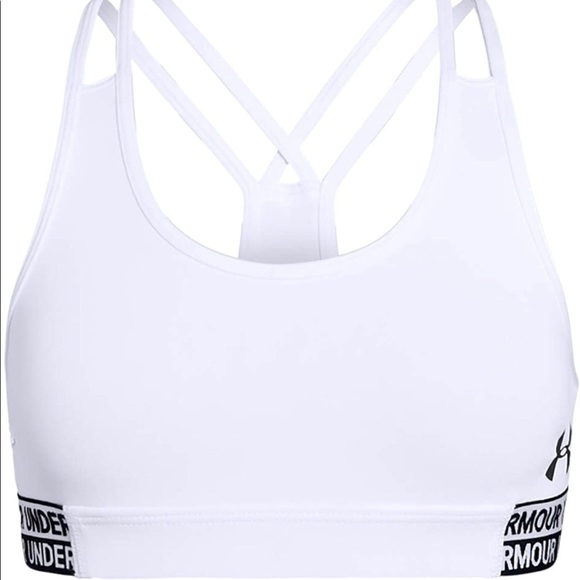 NWT UA Girls HeatGear Sports Bra White Sz S Youth - Picture 2 of 7